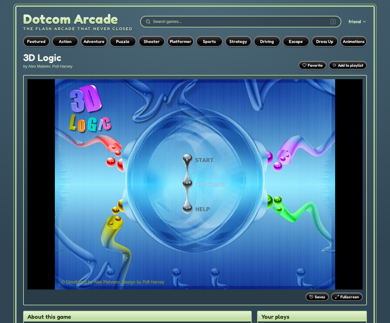 Playing a game in the page